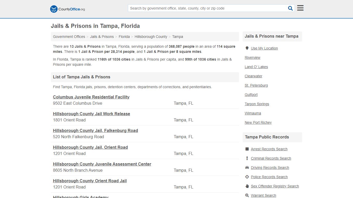 Jails & Prisons - Tampa, FL (Inmate Rosters & Records) - County Office